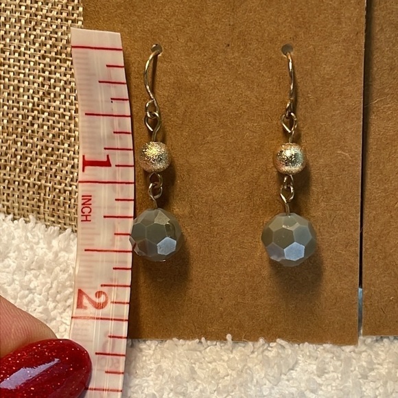 💐5/25 two pair dangle drop blue white barrel gold silver tone earrings - Picture 6 of 9